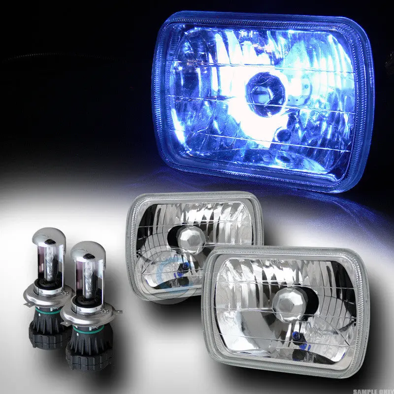 10000K Hid Bi-Xenon H4 Bulbs With 4"×6" Chrome Clear Sealed Beam Headlight (Ca1) 1