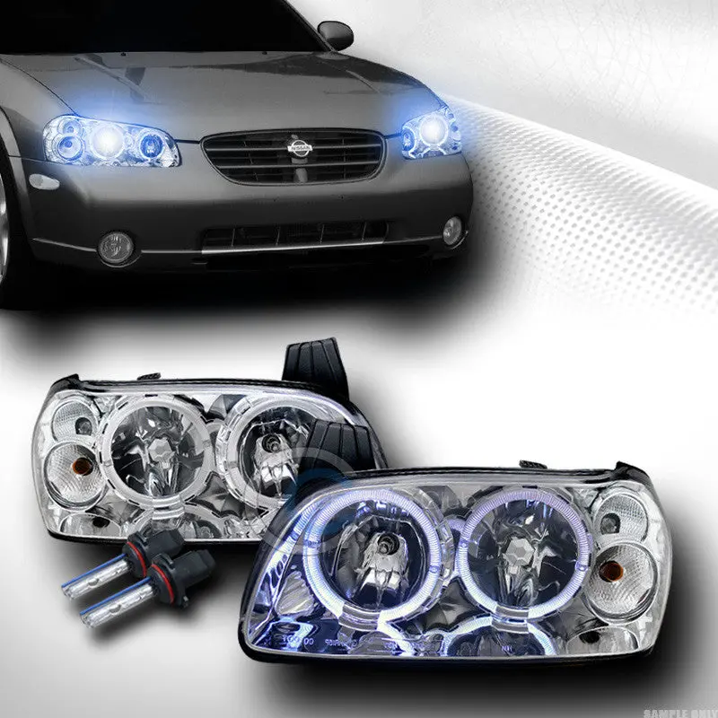 10000K Hid Xenon Headlight Assembly With Chrome Drl Halo – For 2000–2001 Nissan Maxima 1