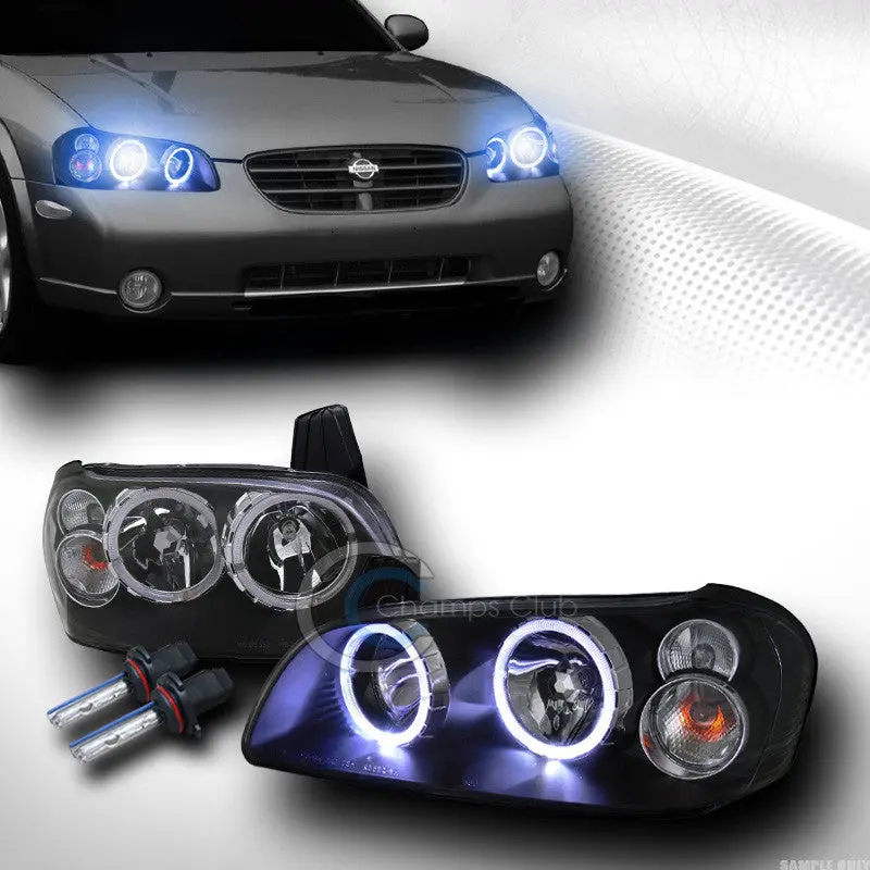10000K Hid Xenon Headlight System With Black Halo & Drl – For 2000–2001 Nissan Maxima 1