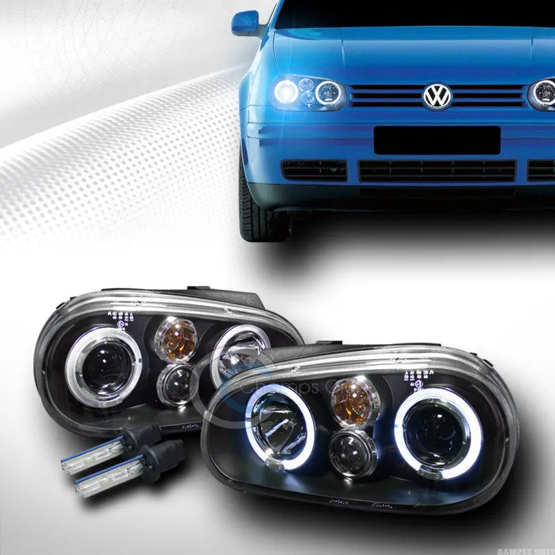 10000K Hid Xenon Headlights With Black Halo Projectors And Signal Function For 1999–2005 Vw Golf Gti Mk4 1