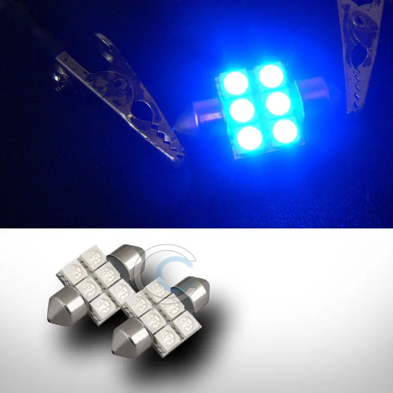 2-Pack Blue 31Mm Festoon Led Bulbs — 6-Count Smd Interior Lamp Kit For Dome, Glove Box & Map Lights (3021) 1