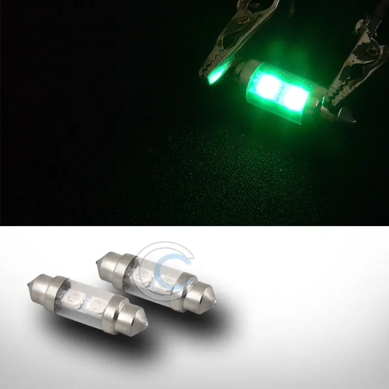 2-Pack Green 36Mm Festoon Led Bulbs – 2-Smd Interior Lights Compatible With Dome, Map, And Glove Box (3425/6411) 1