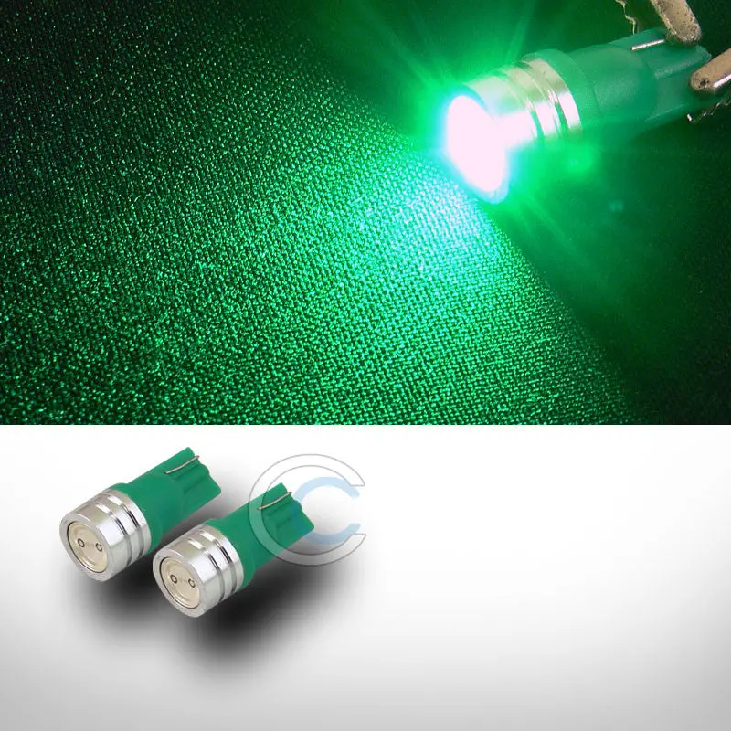2-Pack Green T10 Wedge Led Bulbs – High-Power Single-Chip Interior Lights For Dome, Map, And Glove Compartment 1