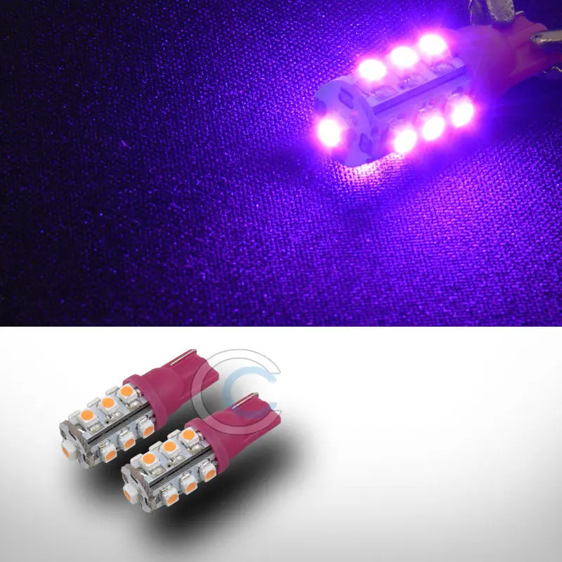 2-Pack Pink T10 Wedge Led Bulbs – 13-Smd Interior Lighting For Dome, Map, And Glove Compartment 1