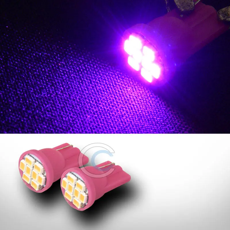 2-Pack Pink T10 Wedge Led Bulbs – 8-Smd Interior Lighting Kit For Dome, Map, And Glove Box 1