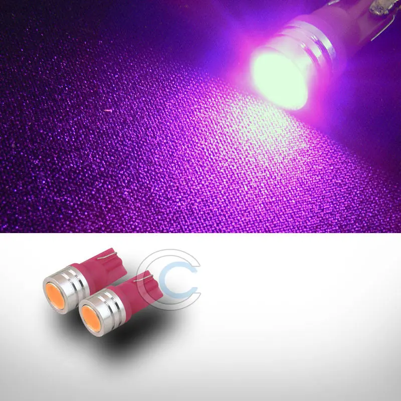 2-Pack Pink T10 Wedge Led Bulbs – High-Output Single-Diode Interior Lighting For Dome, Map, And Glove Box 1