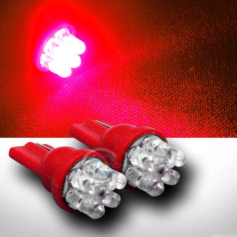 2-Pack Xenon-Red T10 Wedge Led Bulbs – 7-Led Interior Light Set (Dome, Map, Glove Box) 1