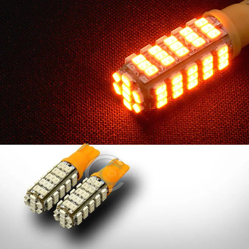 2-Pack Yellow T10 Wedge Led Bulbs – 68-Smd High-Lumen Interior Light Set For Dome, Map, And Glove Box 1
