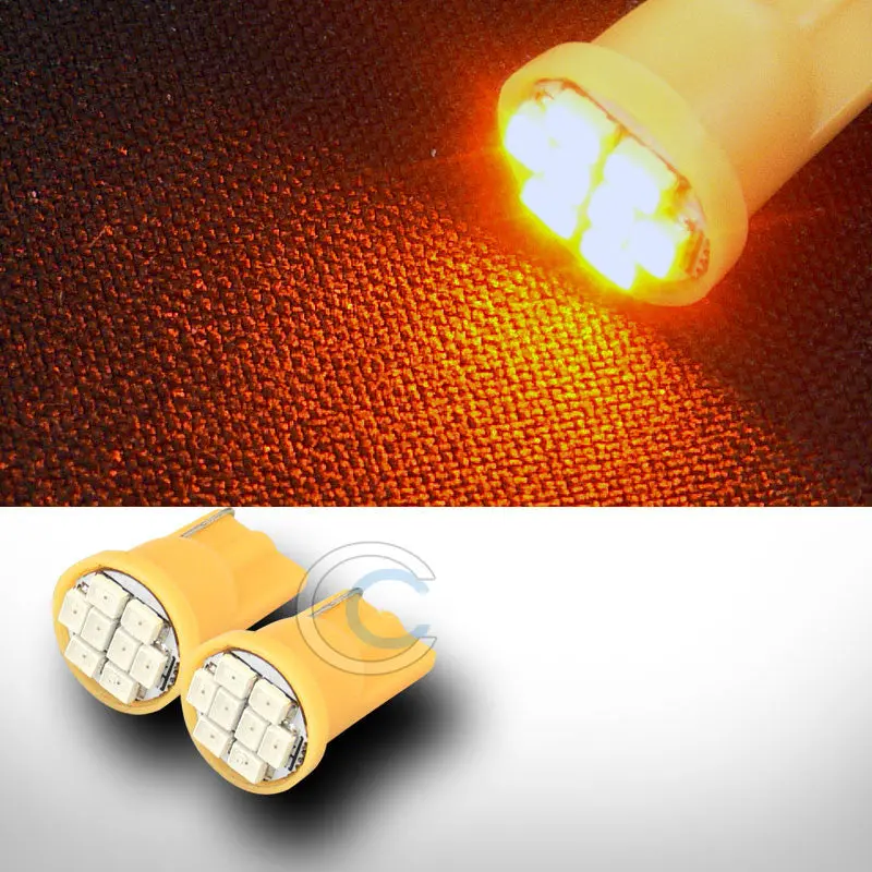 2-Pack Yellow T10 Wedge Led Bulbs – 8-Smd Interior Light Set For Dome, Map, And Glove Box Applications 1