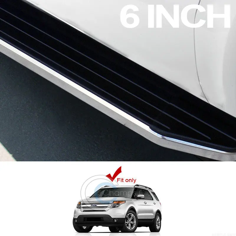 2011–2016 Ford Explorer 6-Inch Black-And-Chrome Aluminum Running Boards 1