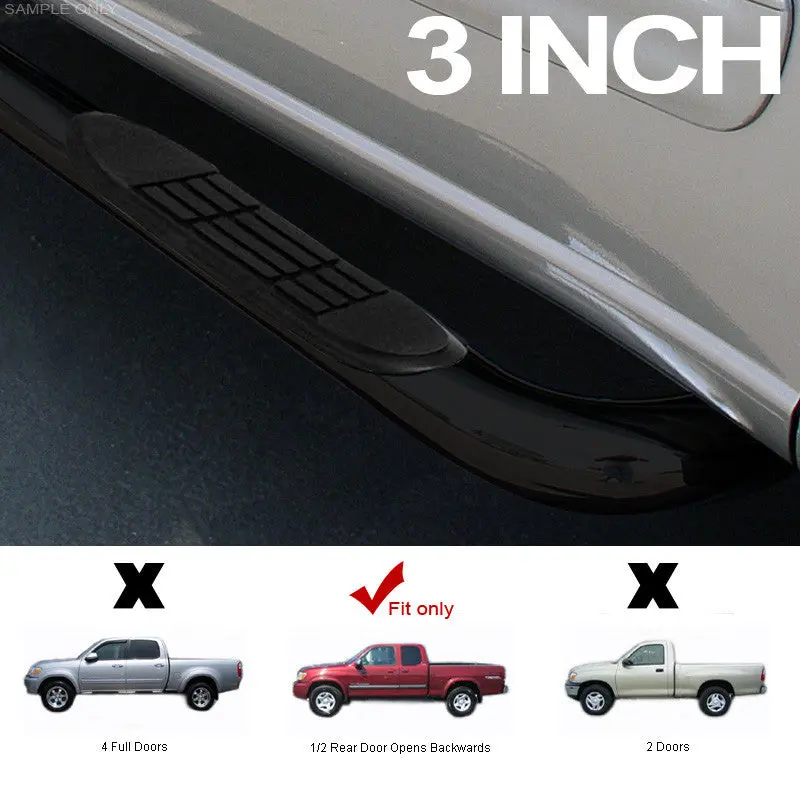 3-Inch Black Nerf Bars And Running Boards For 1999–2000 Toyota Tundra Access Cab & 2001+ Sequoia 1