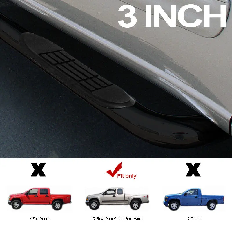 3-Inch Black Nerf Bars For Chevrolet Colorado And Gmc Canyon Extended Cab (2004–2012) 1