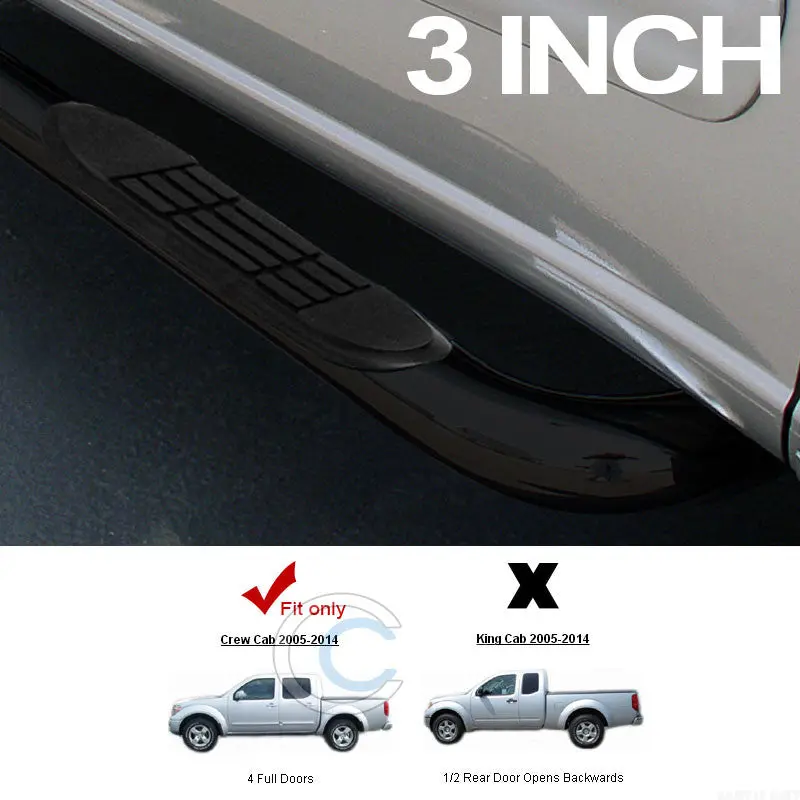 3-Inch Black Nerf Bars With Running Boards For 2005–2016 Nissan Frontier Crew Cab 1