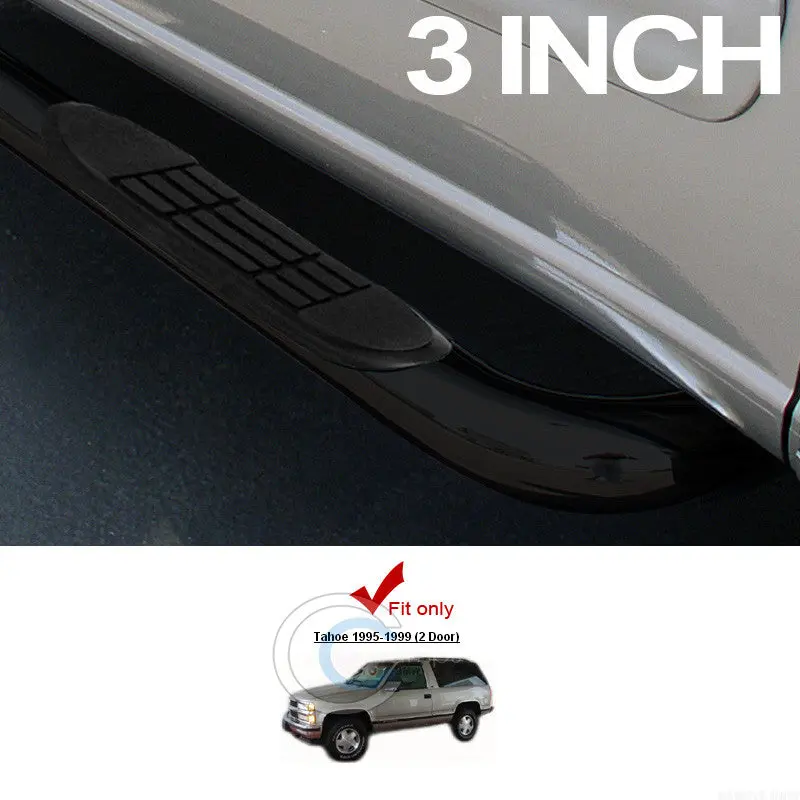 3-Inch Black Tubular Side Step Nerf Bars For 1988–1998 Chevrolet/Gmc C10 & C/K Series Regular Cab 2-Door Trucks 1