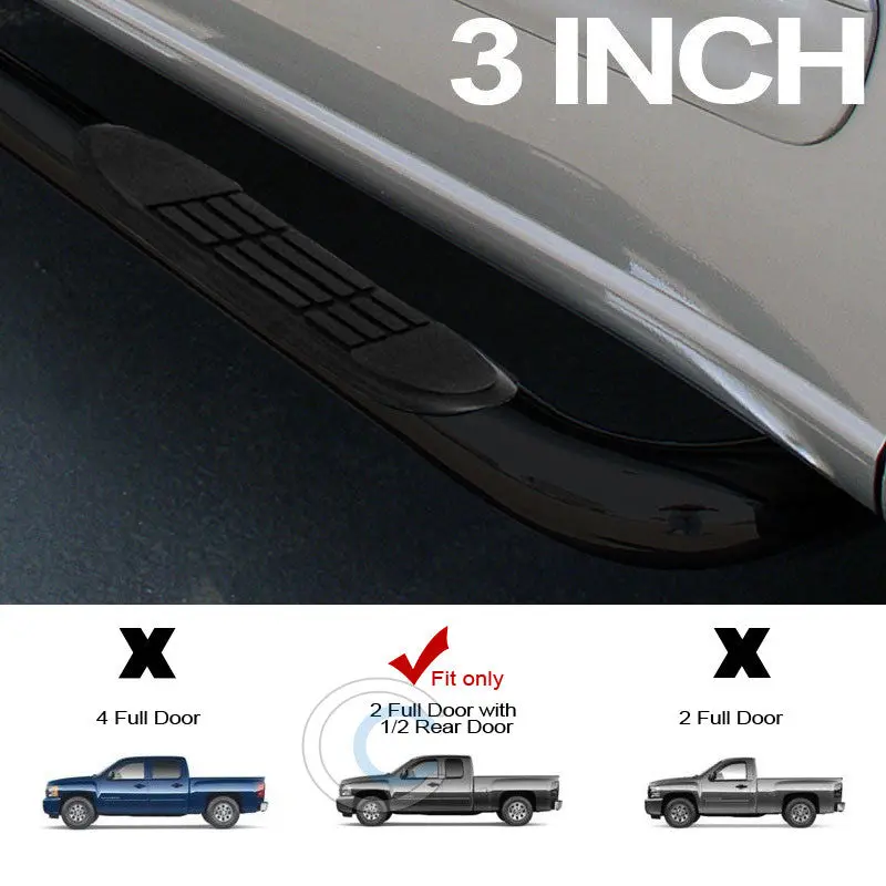 3-Inch Heavy-Duty Black Nerf Bars For 2007–2016 Chevrolet Silverado & Gmc Sierra Extended Cab 1