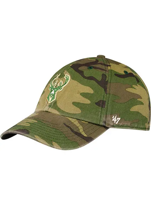 '47 Brand Camo Icon Clean Up Milwaukee Bucks Adjustable Hat 1