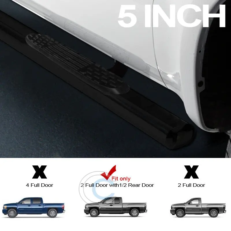 5-Inch Black Steel Nerf Bars For 2007–2016 Chevrolet Silverado & Gmc Sierra Extended Cab 1