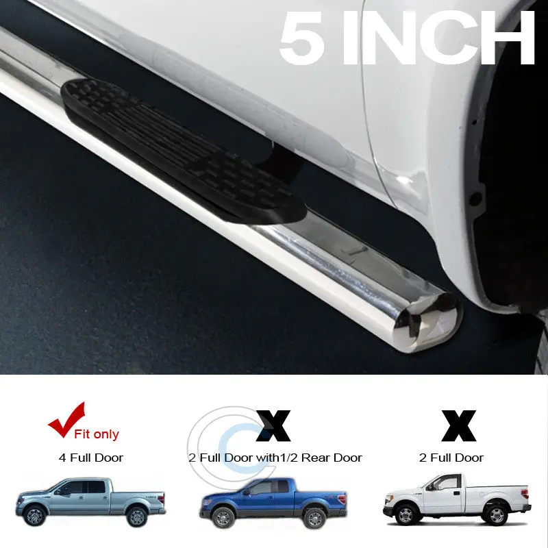 5-Inch Chrome Nerf Bars For 2009–2014 Ford F-150 Supercrew Cab 1