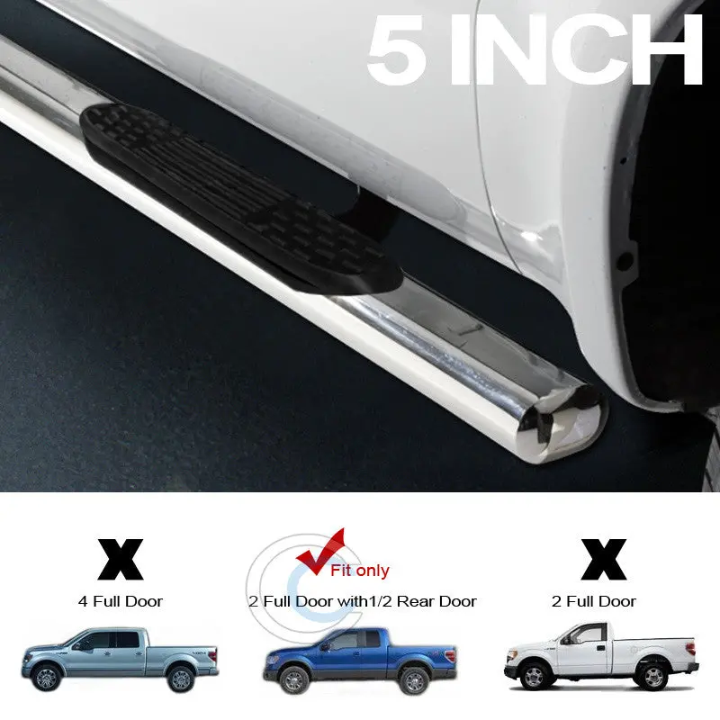 5-Inch Chrome Running Boards For 2009–2014 Ford F-150 Supercrew & Extended Cab 1