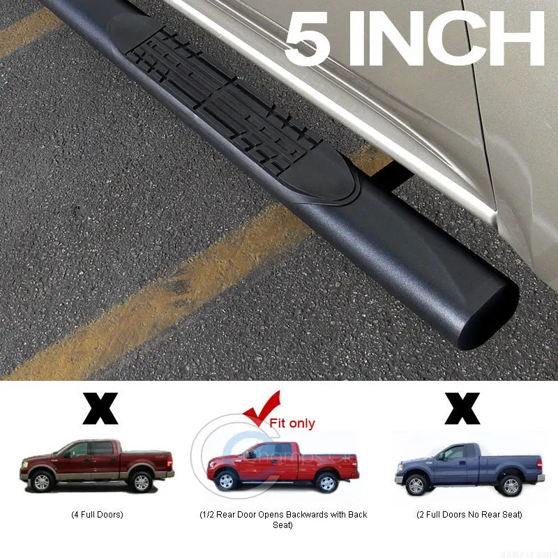 5-Inch Oval Matte Black Side Steps For 2004–2008 Ford F150 Super Cab 1