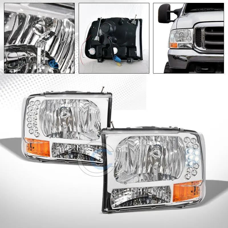 5-Led Chrome Headlamp With Amber Corner Signal – Individual Unit For 1999–2004 Ford F-250/F-350 Super Duty 1