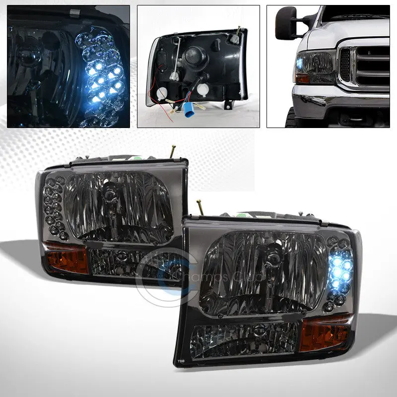 5-Led Smoke Headlamp With Corner Turn Signal – Single Unit For 1999–2004 Ford F-250/F-350 Super Duty 1