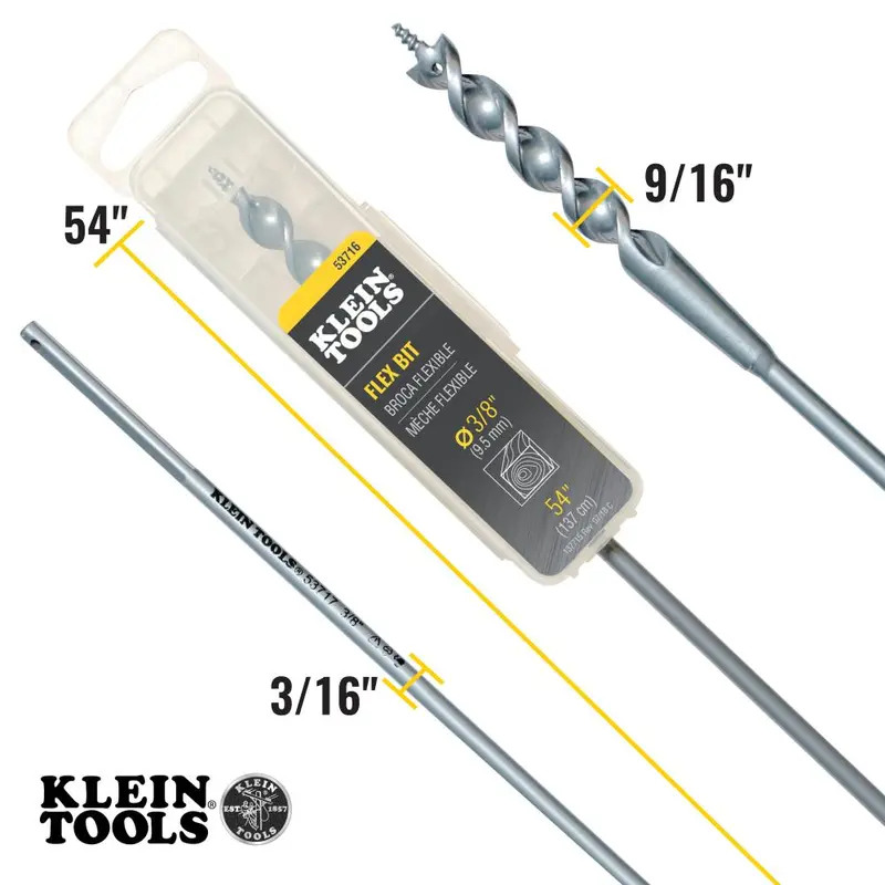 54-Inch 3/8-Inch Flex Auger Bit – Klein Tools 53716 1