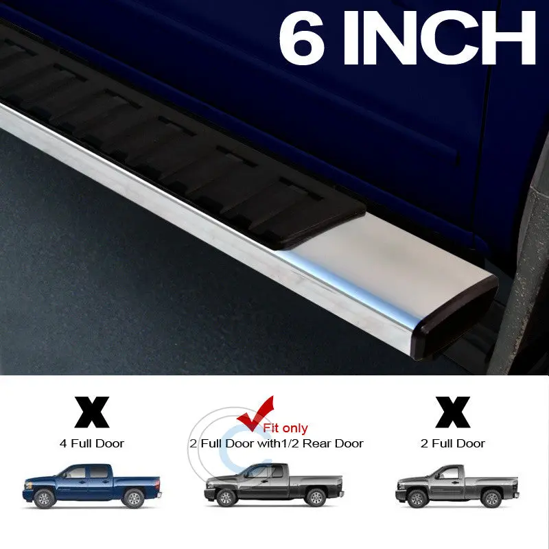 6-Inch Oe-Style Aluminum Nerf Bars For 2007+ Chevrolet Silverado & Gmc Sierra Extended Cab Models 1