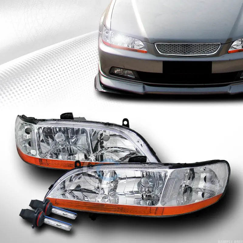 6000K Hid Xenon Headlights With Chrome Housing & Amber Turn Signal – For 1998–2002 Honda Accord 1