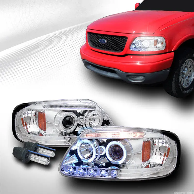 6000K Hid Xenon Headlights With Euro-Style Halo Led Projectors For 1997–2003 Ford F-150 And Expedition 1