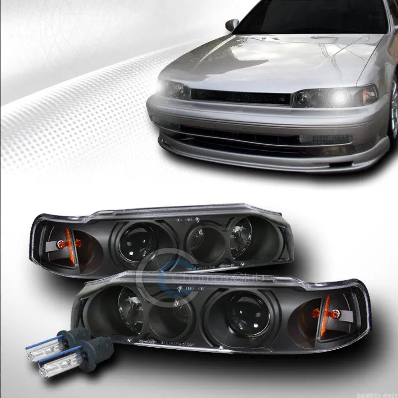 6000K Xenon Hid Headlights With Black Projector Housing And Corner Signals For 1990–1993 Honda Accord 1