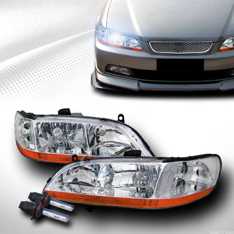 8000K Hid Xenon Headlight Set With Chrome Housing & Amber Signal – Fits 1998–2002 Honda Accord 1