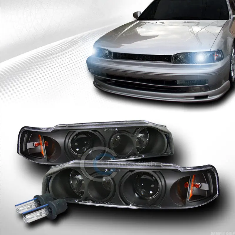 8000K Xenon Hid Headlights With Black Projector Housing And Corner Signals For 1990–1993 Honda Accord 1