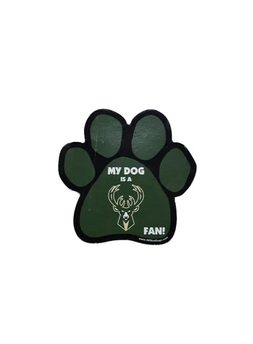 All Star Dogs Milwaukee Bucks Paw Print Car Magnet 1