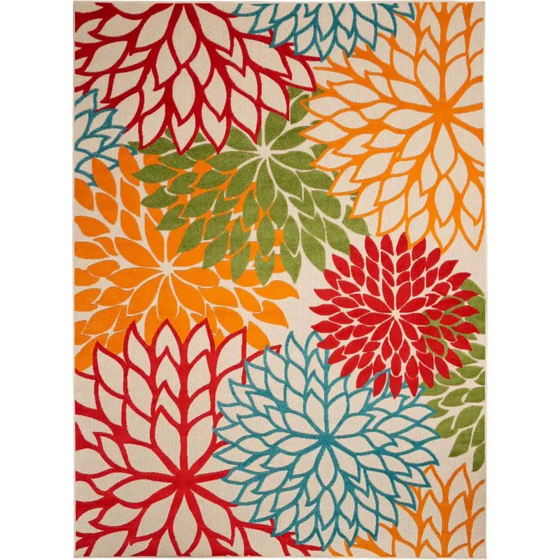 Aloha Green Floral Modern Patio Rug – 8' X 11' Botanical-Inspired Indoor/Outdoor Design By Nourison 1