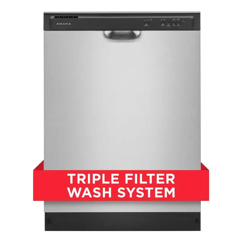 Amana 24-Inch Stainless Steel Tall-Tub Dishwasher – Built-In Installation, 120V Standard Power 1