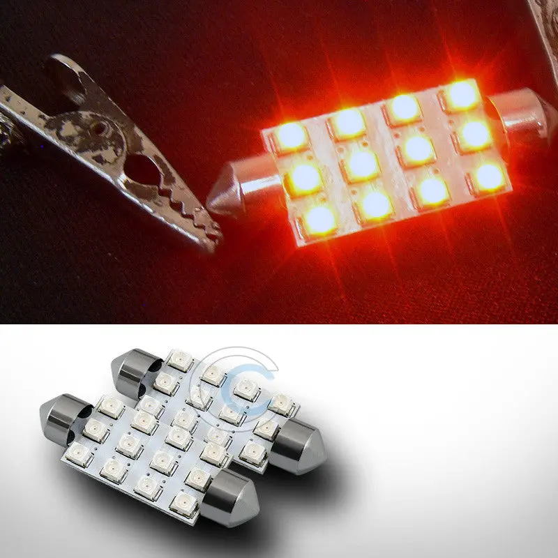 Amber 41Mm Festoon Led Bulbs (2-Pack) – 12-Smd, 211 Base For Interior Warning Or Styling Lights 1