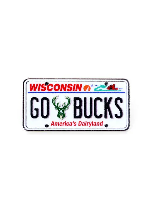 Aminco License Plate Enamel Pin – Milwaukee Bucks 1