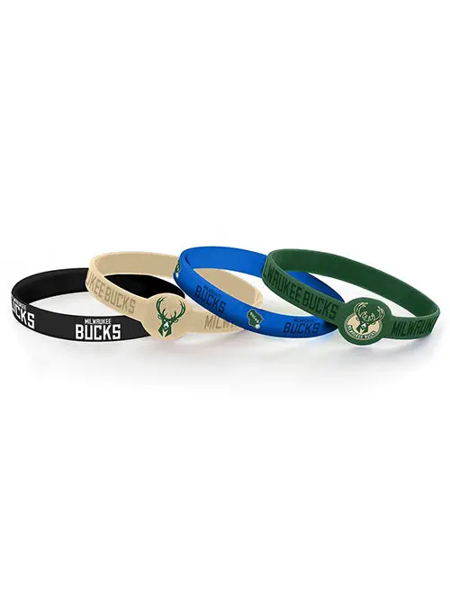Aminco Milwaukee Bucks 4-Piece Silicone Bracelet Set 1
