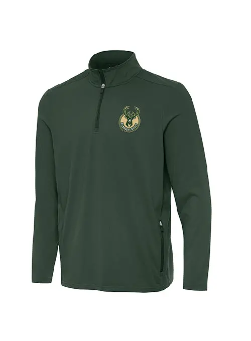 Antigua Global Logo Perilous Milwaukee Bucks Quarter-Zip Pullover 1