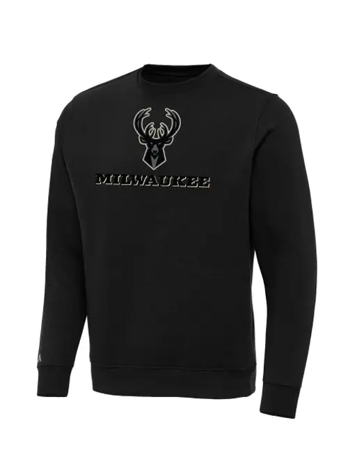 Antigua Merit Night Vision Crewneck Sweatshirt – Milwaukee Bucks Performance Apparel 1