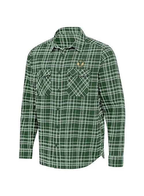 Antigua Private Milwaukee Bucks Flannel Button-Up Shirt 1