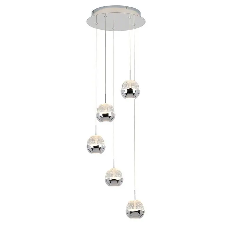 Artika Oracle Chrome 5-Light Pendant – 22W Integrated Led For Dining Or Kitchen Spaces 1