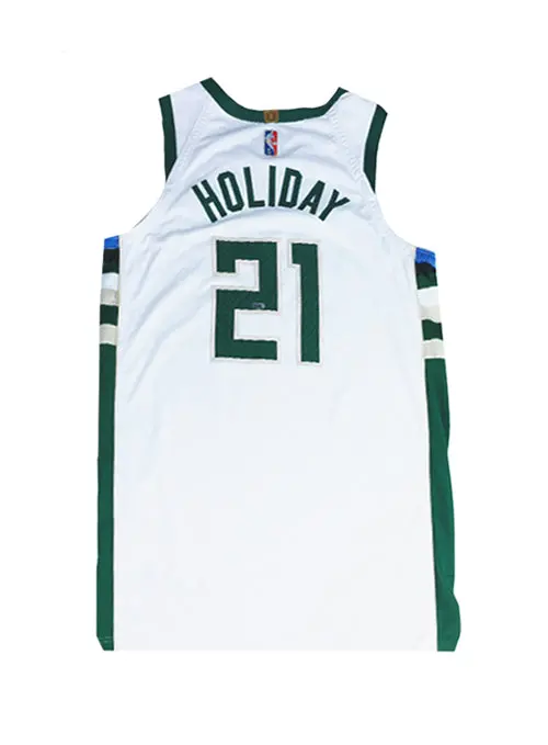 Authentic Signed Jrue Holiday Milwaukee Bucks Nike Association Edition Game-Worn Jersey 1