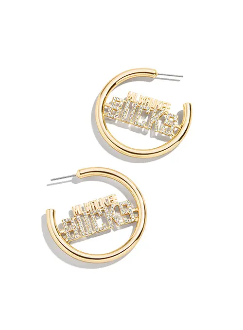 Baublebar Milwaukee Bucks Wordmark Hoop Earrings 1