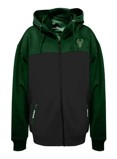 Big & Tall Fanatics Fear The Deer Colorblock Full-Zip Hoodie – Milwaukee Bucks 1