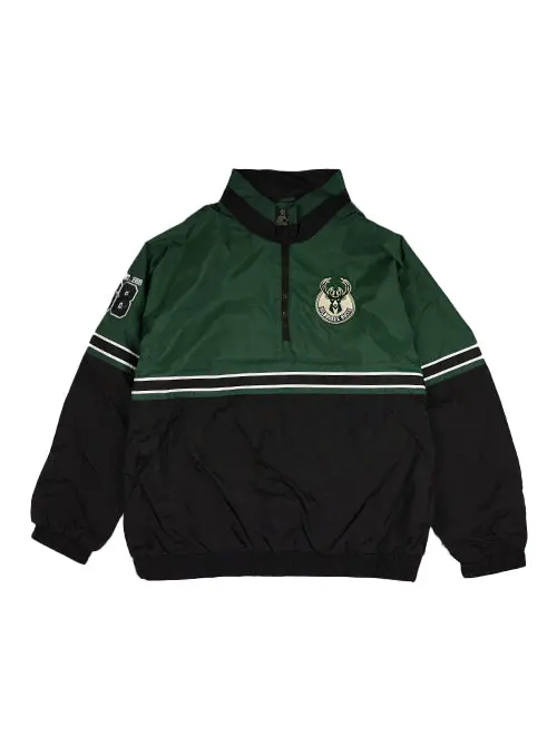 Big & Tall Starter Hit & Run Half-Zip Pullover – Lightweight Milwaukee Bucks Jacket 1
