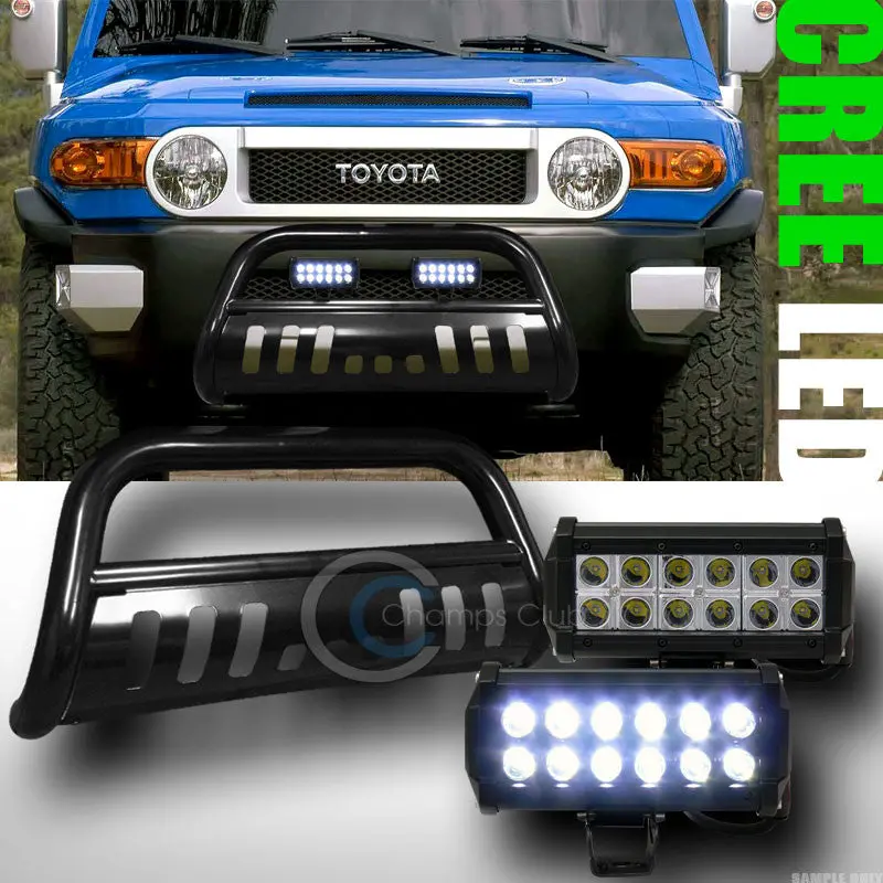 Black Bull Bar Bumper Grill Guard With 36W Cree Led Fog Lamp For 2007–2014 Toyota Fj Cruiser 1