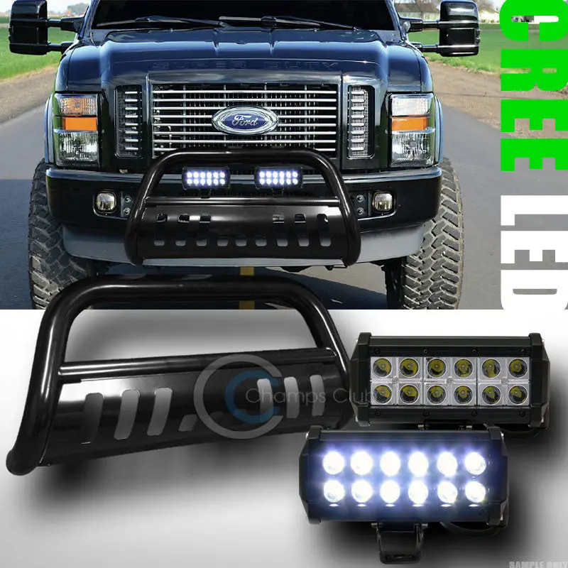 Black Bull Bar Bumper Grill Guard With 36W Cree Led Fog Lights For 2008–2010 Ford F-250/F-350 1