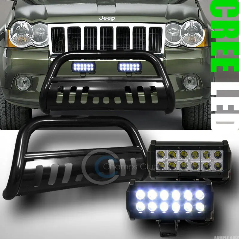 Black Bull Bar Bumper Grill Guard With 36W Cree Led Fog Lights For 2008–2010 Jeep Grand Cherokee 1